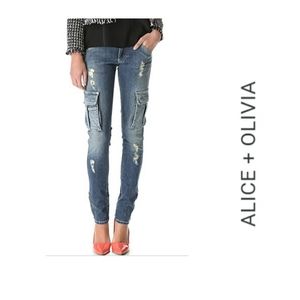 Alicia and Olivia Cargo Distressed Jean's ~ 27